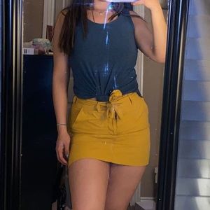 Yellow Self Tie Skirt